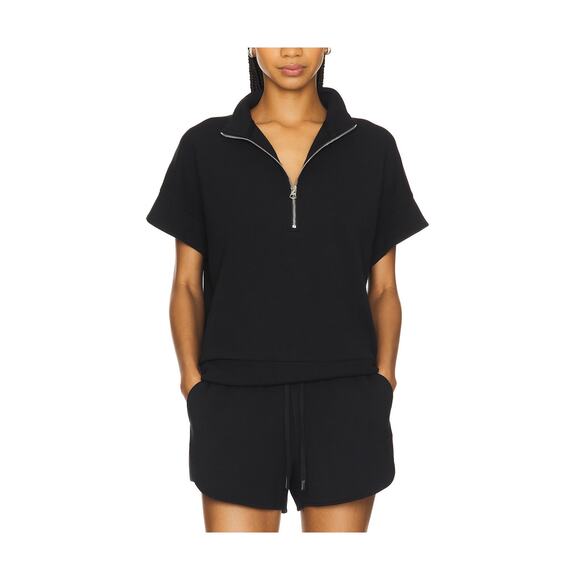 Varley Ritchie Black Viscose Short Sleeve Sweatshirt Size XS - Picture 1 of 4